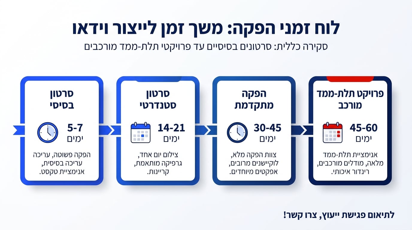 ציר זמן של תהליך הפקת סרטון אנימציה הסברתי