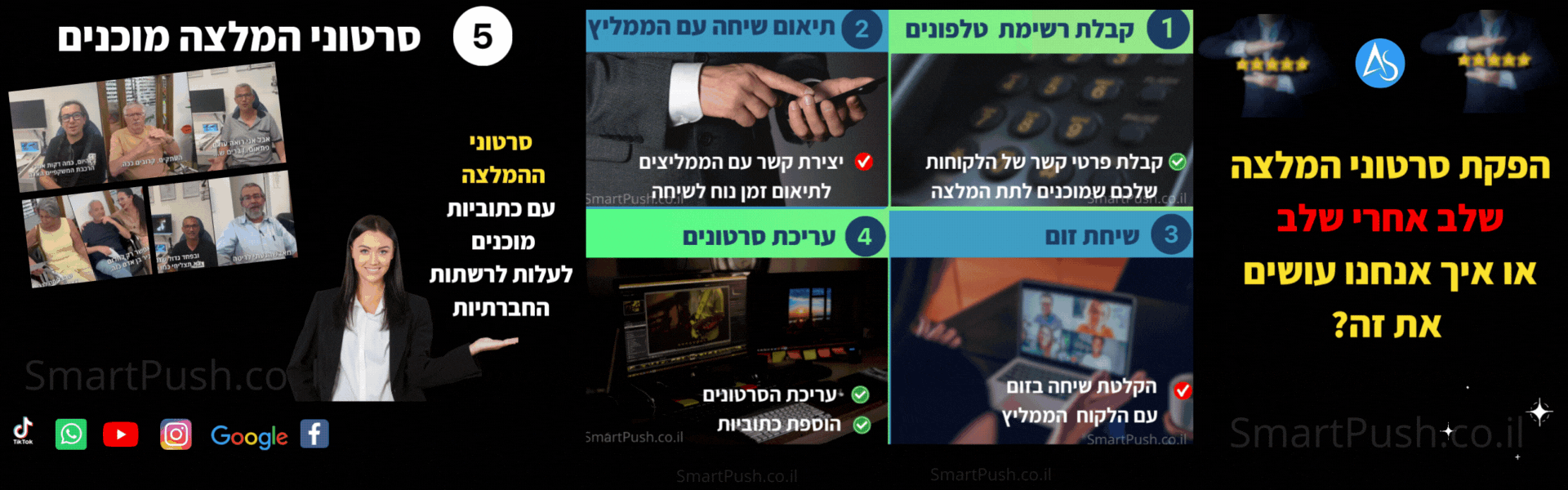 צילום באולפן עבור הפקת סרטון המלצות – מראיינת מלווה לקוח בעדות מרגשת